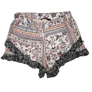 Gypsy Rose Ruffle Shorts Boho Floral Paperbag Sz Small